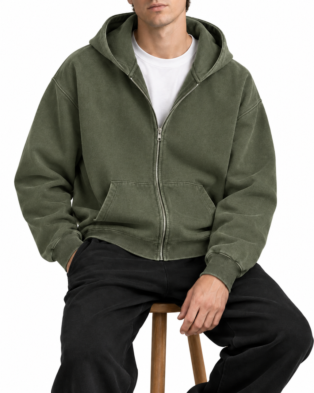 Ezy Washed Cotton Hooded Zip-Up